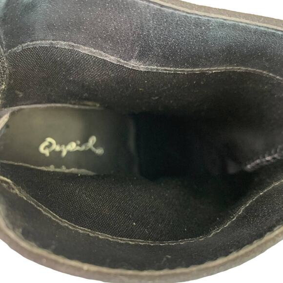 Qupid Vegan Suede Ankle Booties Back Zipper Block High Heel Women Size 9 Black - Picture 8 of 12